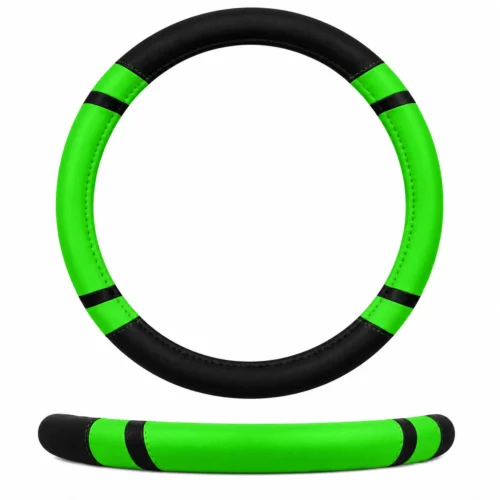 FUNDA PARA VOLANTE MEDIANA DE 38 CM DE COLOR NEGRO CON VERDE. (PIEZA)