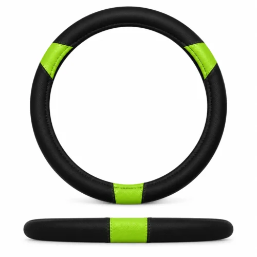 FUNDA PARA VOLANTE MEDIANA DE 38 CM DE COLOR NEGRO CON VERDE. (PIEZA)