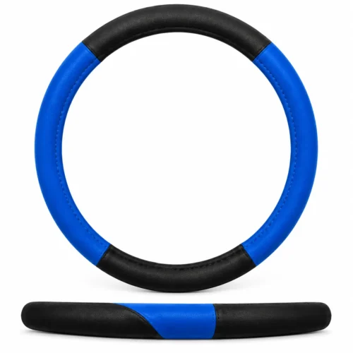 FUNDA PARA VOLANTE MEDIANA DE 38 CM DE COLOR NEGRO CON AZUL. (PIEZA)
