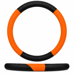 FUNDA PARA VOLANTE MEDIANA DE 38 CM DE COLOR NEGRO CON NARANJA. (PIEZA)