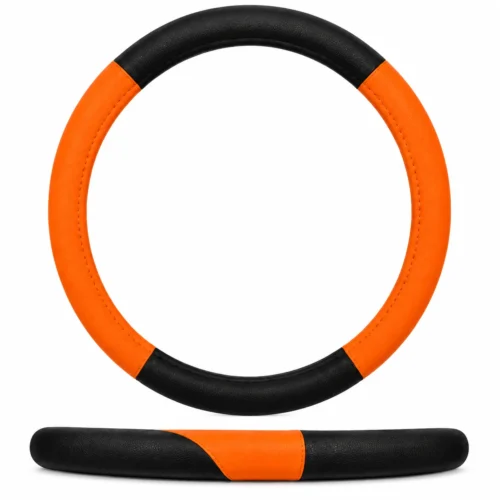 FUNDA PARA VOLANTE MEDIANA DE 38 CM DE COLOR NEGRO CON NARANJA. (PIEZA)