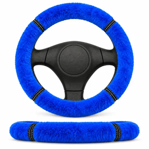 FUNDA PARA VOLANTE  MEDIANA DE 38 CM POLAR DE 4 SECCIONES COLOR AZUL