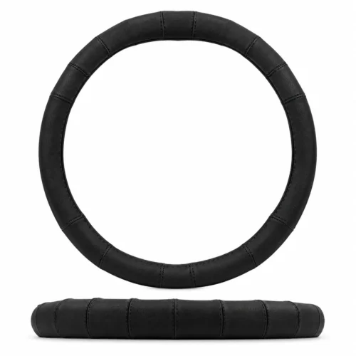 FUNDA PARA VOLANTE DE PIEL GENUINA MEDIANA DE 38 CM CON 6 SECCIONES NEGRA (PIEZA)