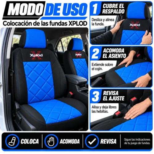 FUNDA PARA ASIENTO JUEGO DE 4 PZAS XPLOD AZUL