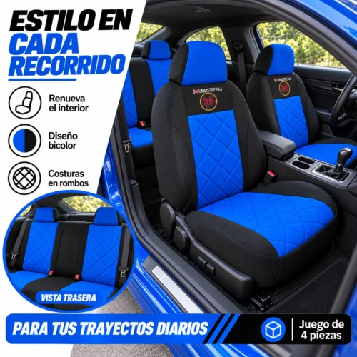 FUNDA PARA ASIENTO JUEGO DE 4 PZAS SOUNDSTREAM AZUL