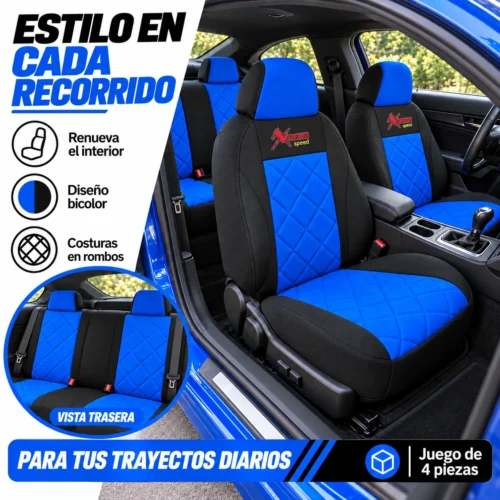 FUNDA PARA ASIENTO JUEGO DE 4 PZAS XTREME AZUL