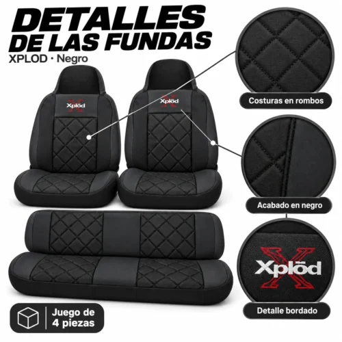 FUNDA PARA ASIENTO JUEGO DE 4 PZAS XPLOD NEGRO