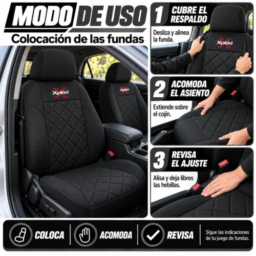 FUNDA PARA ASIENTO JUEGO DE 4 PZAS XPLOD NEGRO