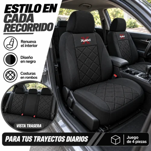 FUNDA PARA ASIENTO JUEGO DE 4 PZAS XPLOD NEGRO