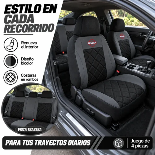 FUNDA PARA ASIENTO JUEGO DE 4 PZAS NISSAN NEGRO