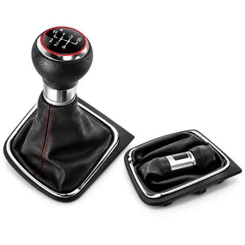 FXVW-138-1-1 PERILLA DE PIEL - VW GOLF VI MK5/MK6 (2005-2014) 5/6 VELOCIDADES BASE CROMADA (PZA)