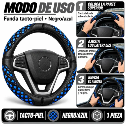 FUNDA TACTO-PIEL DE  CERO OLORES NEGRO/AZUL