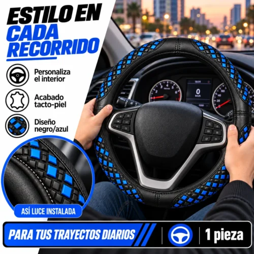 FUNDA TACTO-PIEL DE  CERO OLORES NEGRO/AZUL