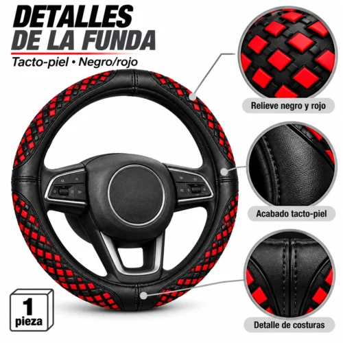 FUNDA TACTO-PIEL DE  CERO OLORES NEGRO/ROJO