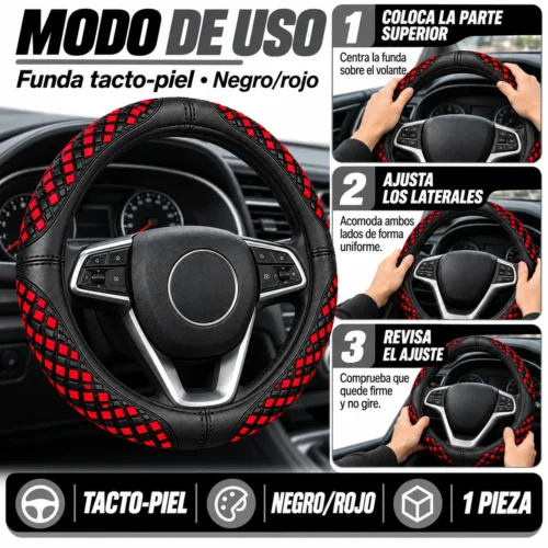 FUNDA TACTO-PIEL DE  CERO OLORES NEGRO/ROJO