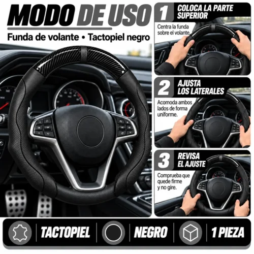 FUNDA DE VOLANTE TACTOPIEL NEGRO