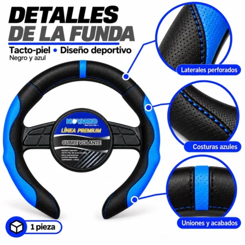 FUNDA DE VOLANTE  TACTOPIEL AZUL
