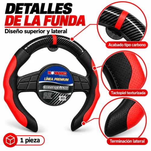 FUNDA DE VOLANTE TACTOPIEL ROJO