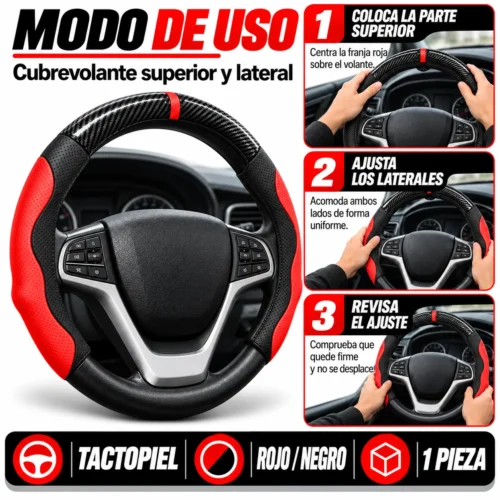 FUNDA DE VOLANTE  TACTOPIEL ROJO