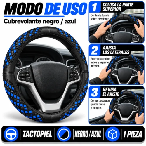 FUNDA TACTO-PIEL DE  CERO OLORES NEGRO/AZUL