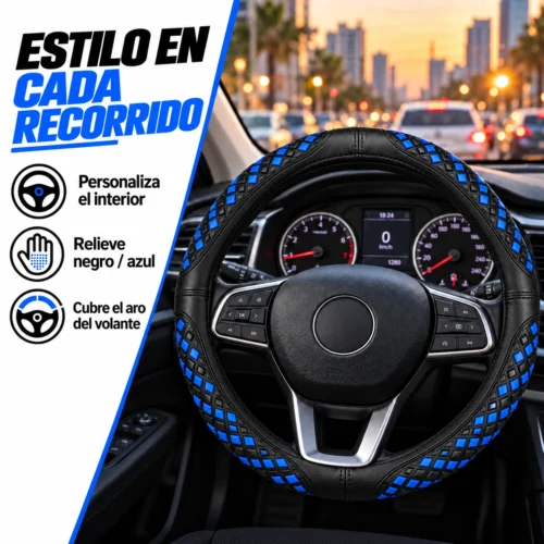 FUNDA TACTO-PIEL DE  CERO OLORES NEGRO/AZUL
