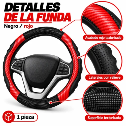 FUNDA TACTO-PIEL DE  CERO OLORES NEGRO/ROJO