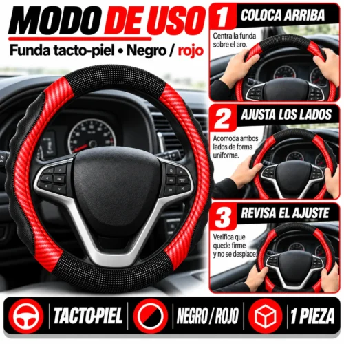 FUNDA TACTO-PIEL DE  CERO OLORES NEGRO/ROJO