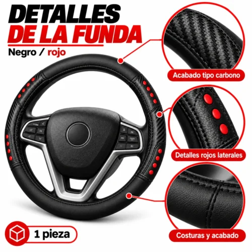 FUNDA TACTO-PIEL DE  CERO OLORES NEGRO/ROJO