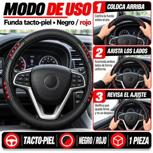 FUNDA TACTO-PIEL DE  CERO OLORES NEGRO/ROJO