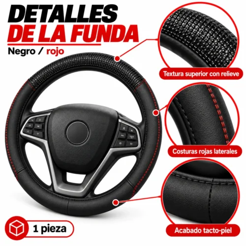 FUNDA TACTO-PIEL DE  CERO OLORES NEGRO/ROJO