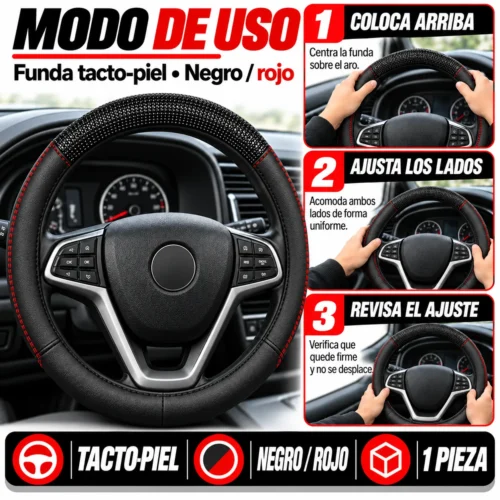 FUNDA TACTO-PIEL DE  CERO OLORES NEGRO/ROJO