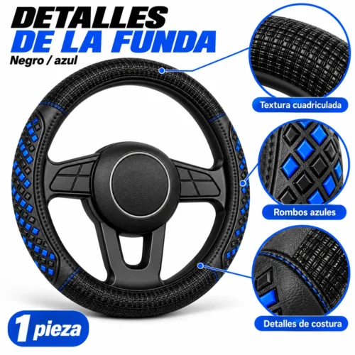 FUNDA TACTO-PIEL DE  CERO OLORES NEGRO/AZUL