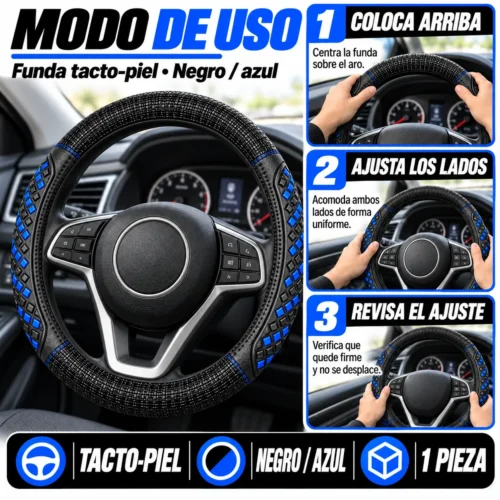 FUNDA TACTO-PIEL DE  CERO OLORES NEGRO/AZUL