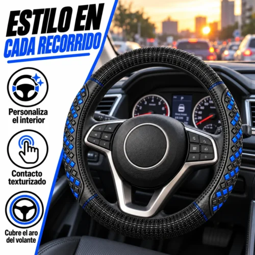 FUNDA TACTO-PIEL DE  CERO OLORES NEGRO/AZUL