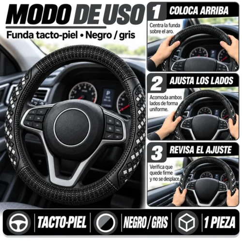 FUNDA TACTO-PIEL DE  CERO OLORES NEGRO/GRIS