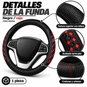 FUNDA TACTO-PIEL DE  CERO OLORES NEGRO/ROJO