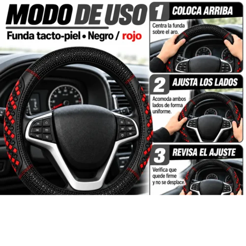 FUNDA TACTO-PIEL DE  CERO OLORES NEGRO/ROJO