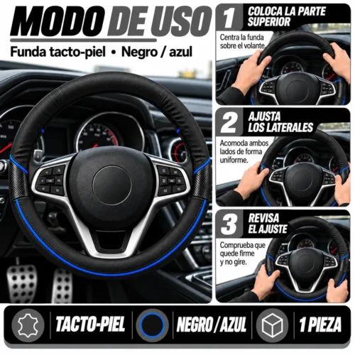 FUNDA TACTO-PIEL DE  CERO OLORES NEGRO/AZUL