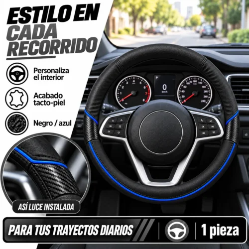 FUNDA TACTO-PIEL DE  CERO OLORES NEGRO/AZUL