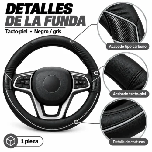 FUNDA TACTO-PIEL DE  CERO OLORES NEGRO/GRIS