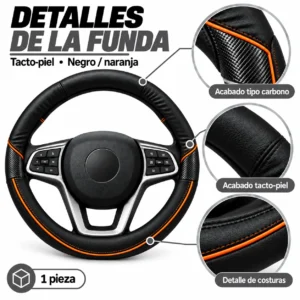 HT018BK-ORG-2 FUNDA TACTO-PIEL DE CERO OLORES NEGRO/NARANJA