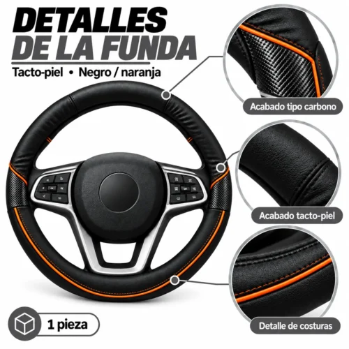 FUNDA TACTO-PIEL DE  CERO OLORES NEGRO/NARANJA