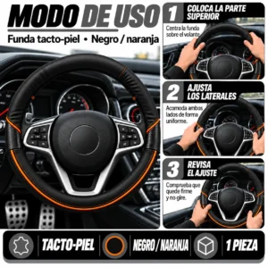 HT018BK-ORG-3 FUNDA TACTO-PIEL DE CERO OLORES NEGRO/NARANJA