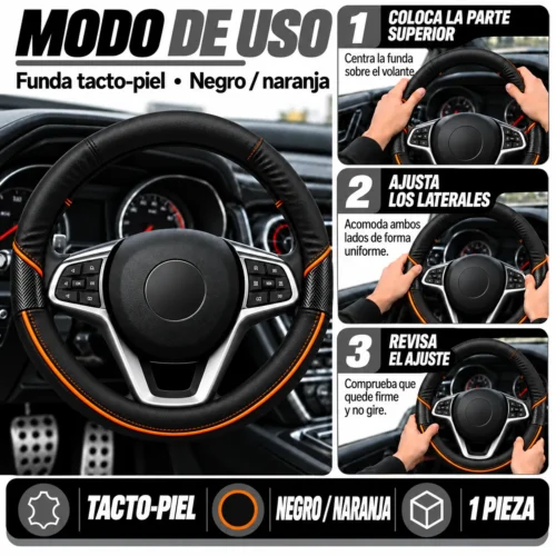 FUNDA TACTO-PIEL DE  CERO OLORES NEGRO/NARANJA