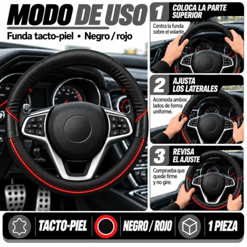 FUNDA TACTO-PIEL DE  CERO OLORES NEGRO/ROJO