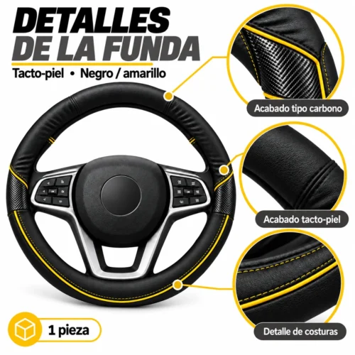 FUNDA TACTO-PIEL DE  CERO OLORES NEGRO/AMARILLO
