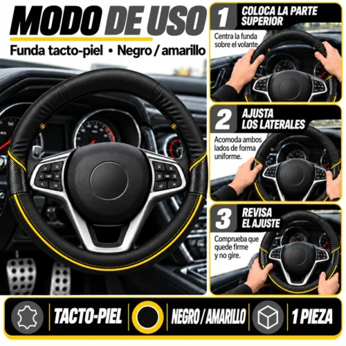 FUNDA TACTO-PIEL DE  CERO OLORES NEGRO/AMARILLO