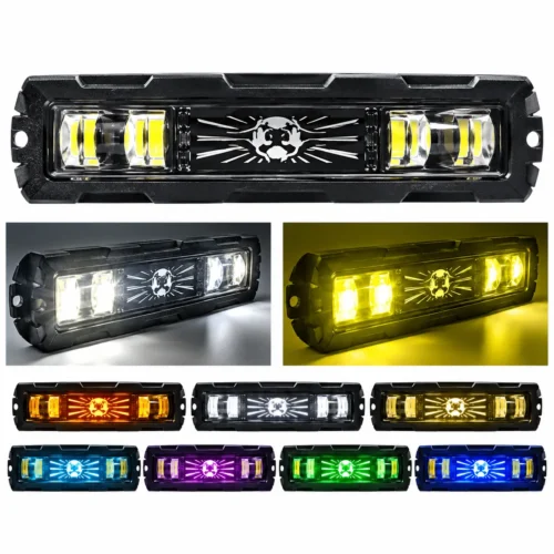 FARO DE LED BICOLOR + RGB CUERPO METÁLICO LUZ FIJA Y MULTI-FUNCIONES 12/24V (PZA)