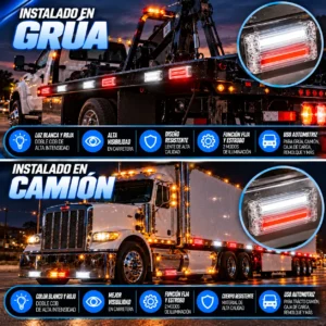 ESTROBO DE  LEDS DOBLE CON PROBADOR ROJO, FUNCIÓN FIJA Y ESTROBO COB" (PAR)