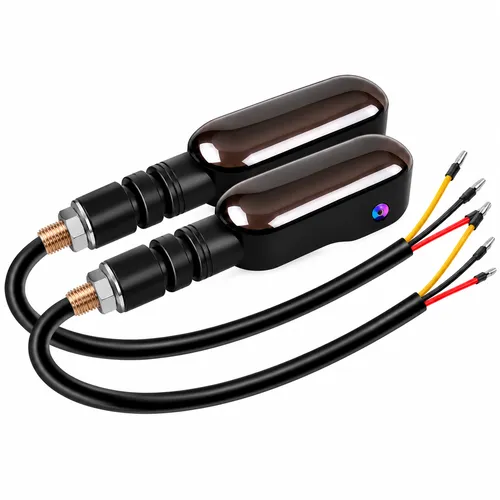 LAMPARA DIRECCIONAL OVALADA PARA MOTO TIPO GEL CON PROYECTOR Y 27 FUNCIONES AMBAR